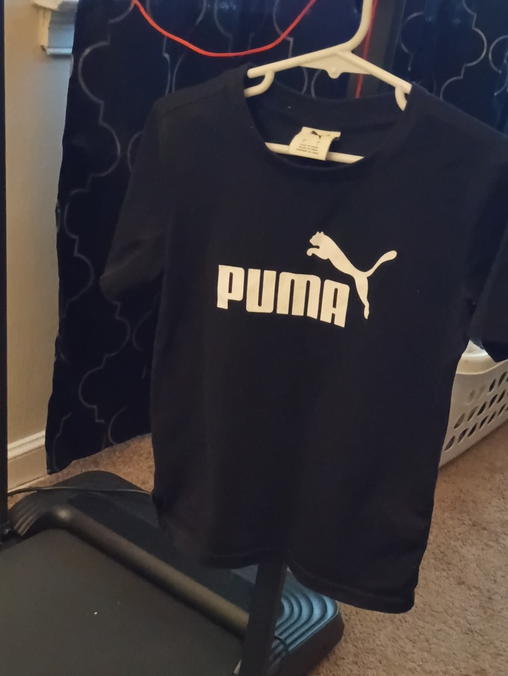 Puma Black Tee with White Logo - Kids Short Sleeve